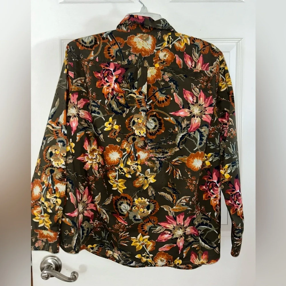 Talbots Floral Collared Button-Up Shirt Petite XL - Picture 2 of 3